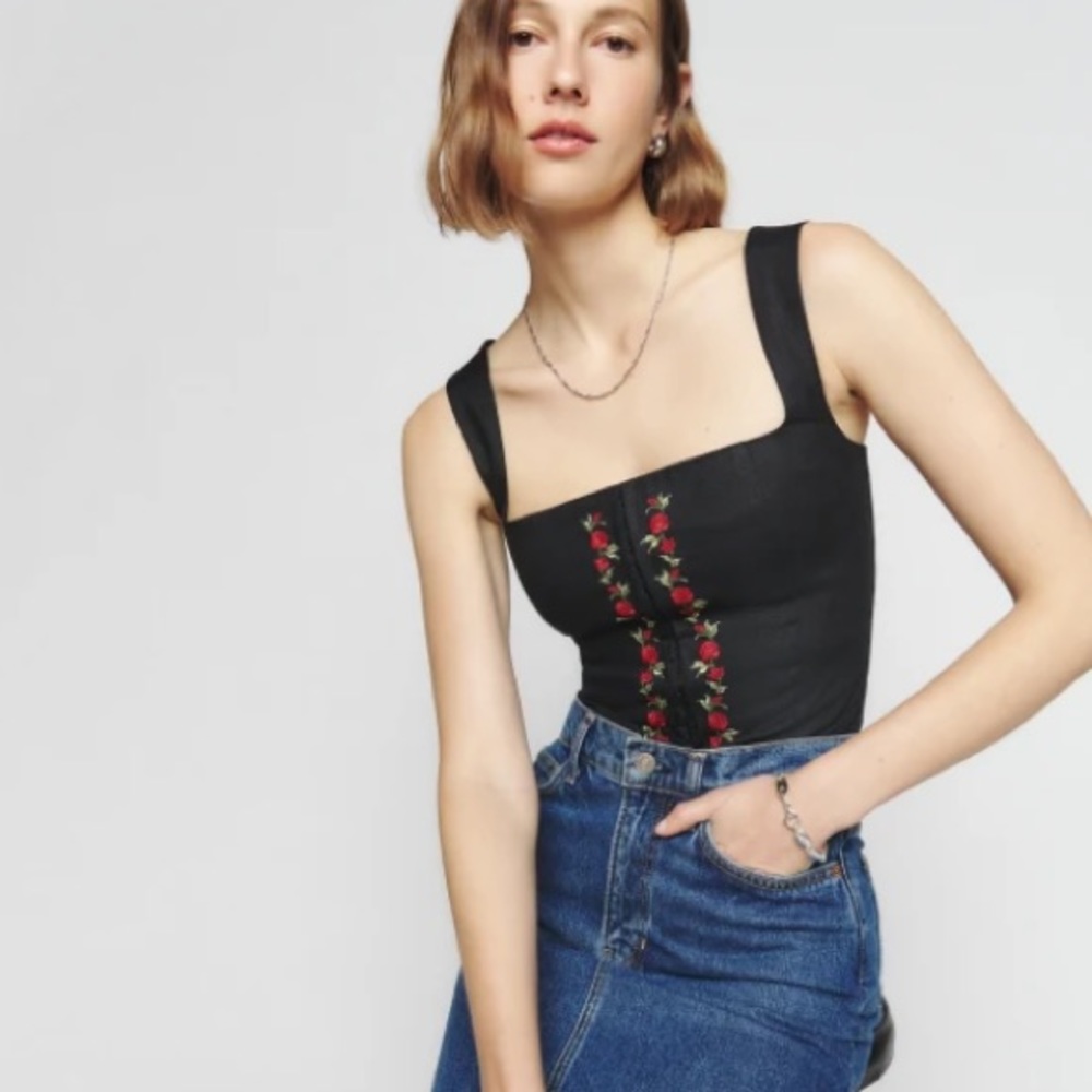 🌻Reformation Amara Linen Top-Black-2🌻